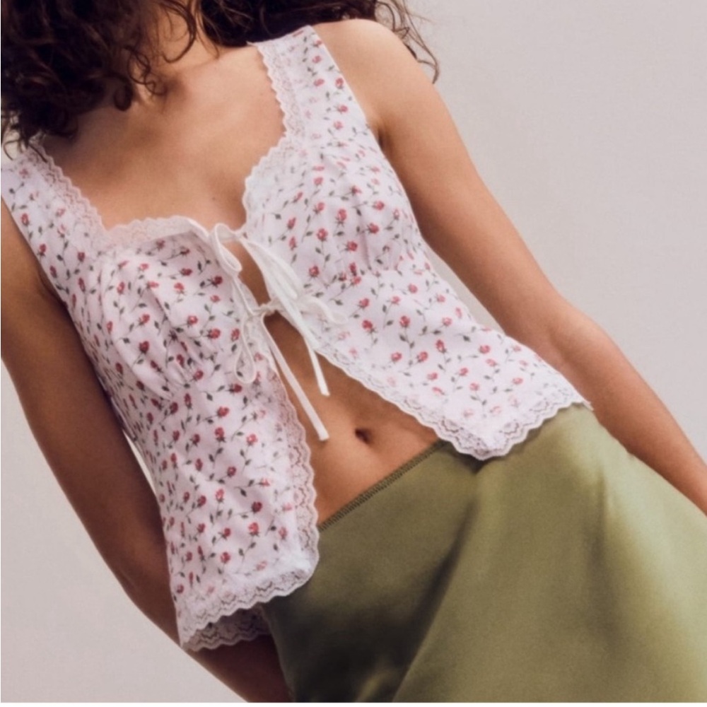 Reformation Rosalie Floral Tie Tank Top